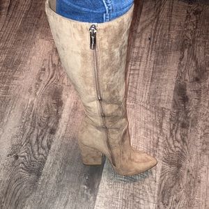 BCBG tan suede boots